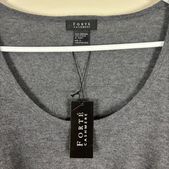 Forte Cashmere Long Sleeve Draped 100% Cashmere Sweater Women’s Size Large NWT - Picture 2 of 6